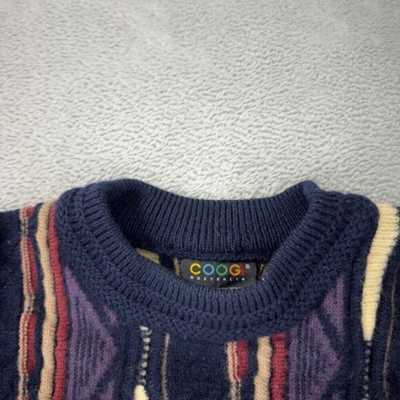 Coogi Australia Knit Blue / Cream Knit Sweater Men’s Size M - Picture 8 of 10